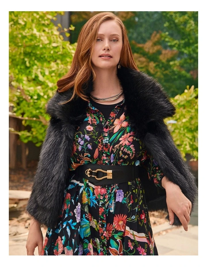 Faux Fur Aria Vest Black/silver image 7