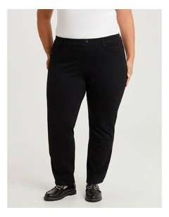 Petite Ponte Straight Leg Pant Black