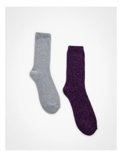 Chenille Socks of 2 Pack in Multi