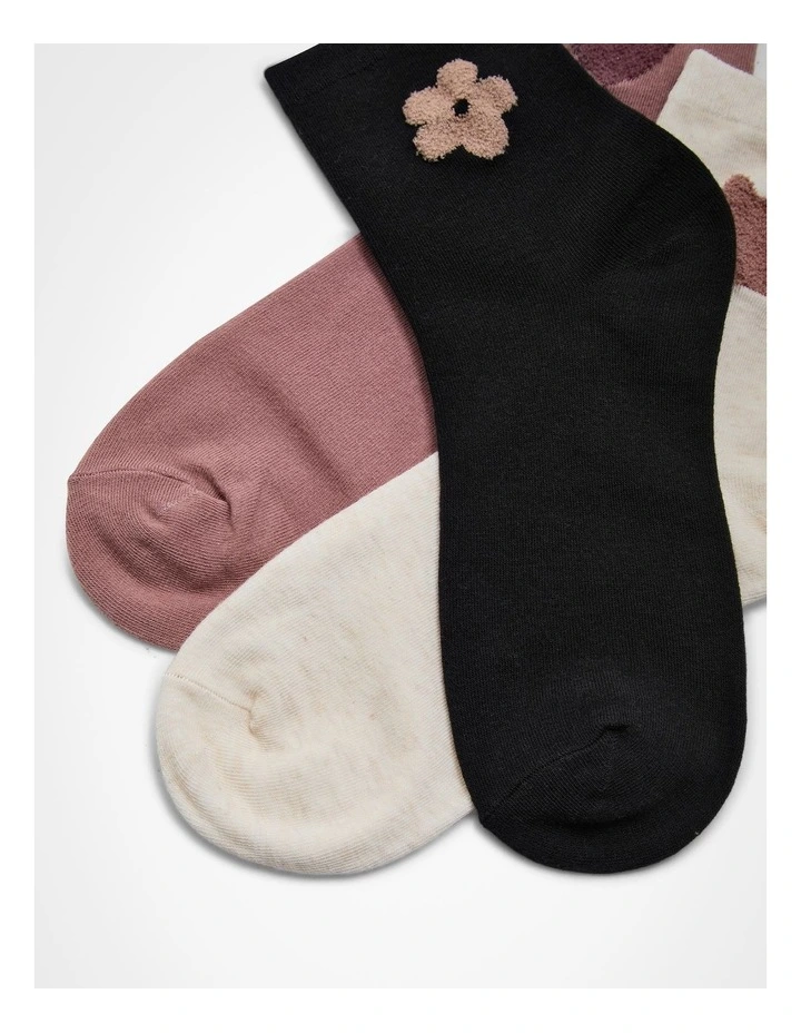 Cosy Pattern Cotton Socks 3 Pack in Multi image 6
