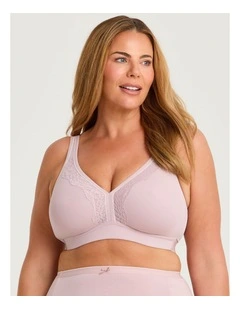 Wirefree Cooling Lace Trim Bra in Mauve