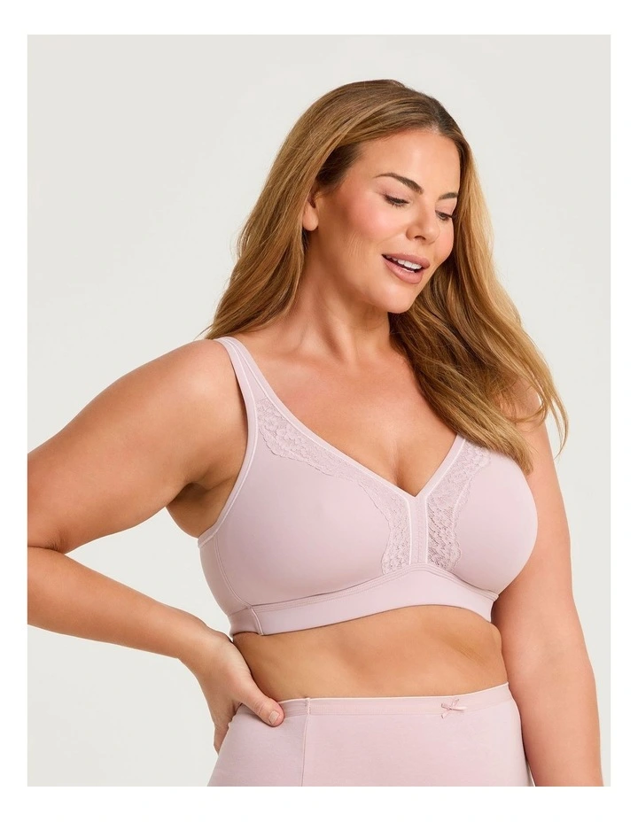 Wirefree Cooling Lace Trim Bra in Mauve image 3