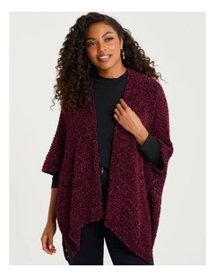 Chenille Warm Soft Cape Wine
