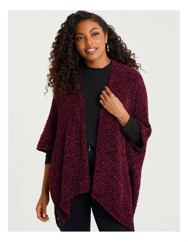 Chenille Warm Soft Cape Wine image 1