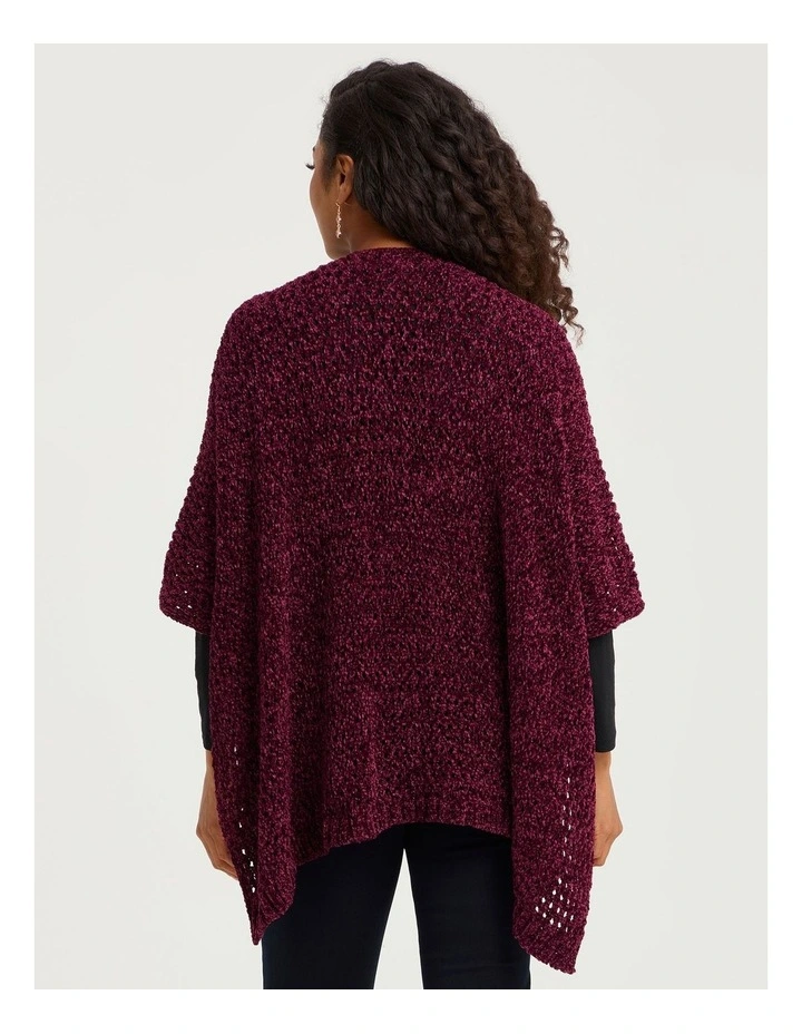 Chenille Warm Soft Cape Wine image 2