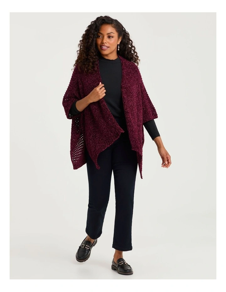 Chenille Warm Soft Cape Wine image 3