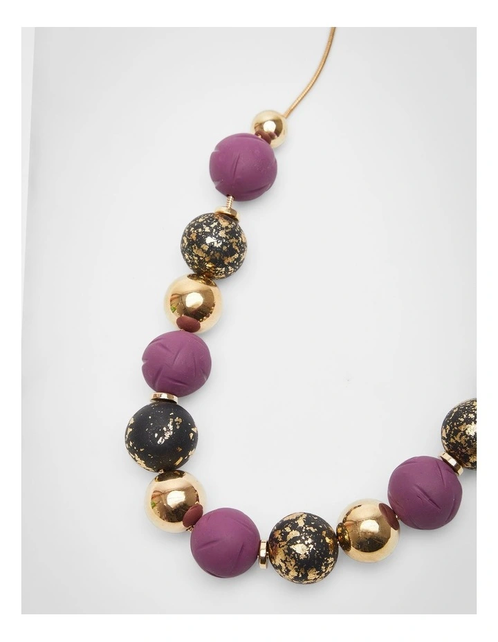 Polymer Clay Ball Necklace Purple image 3