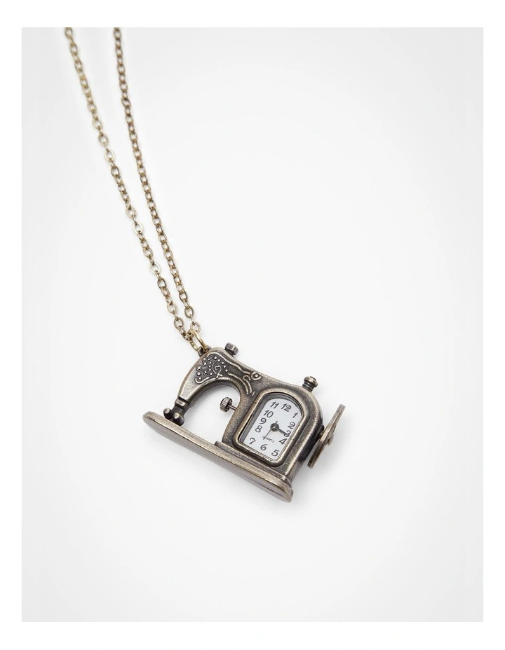 Sewing Machine Watch Necklace Gold image 3
