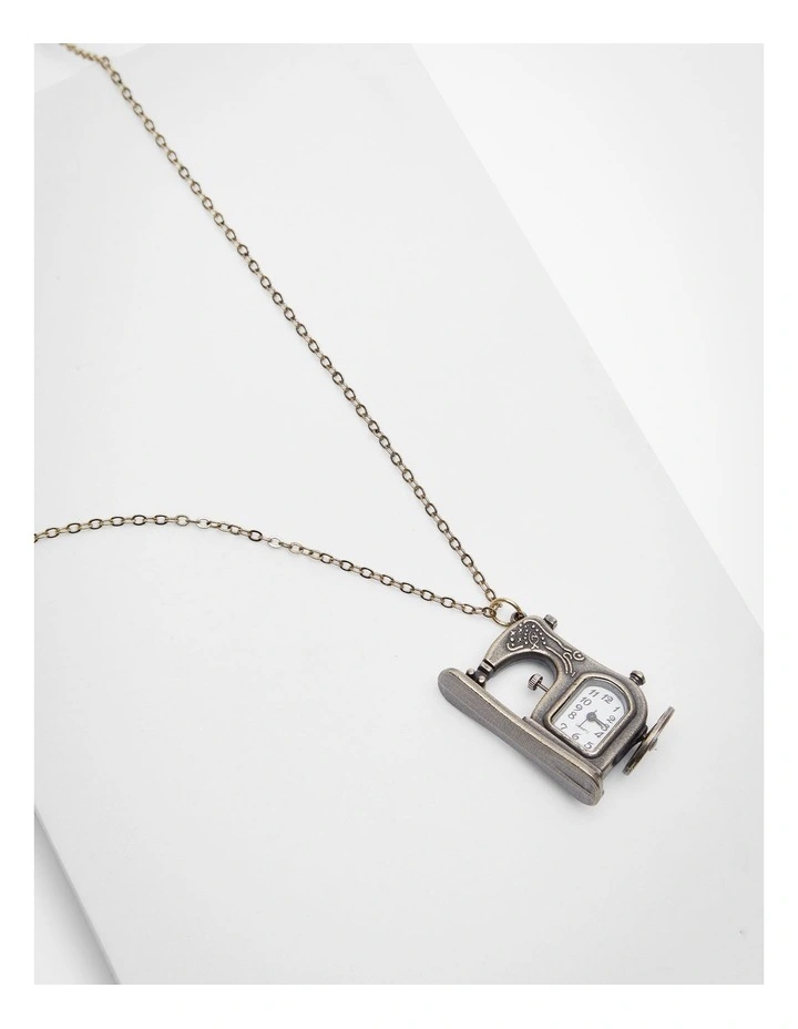 Sewing Machine Watch Necklace Gold image 4