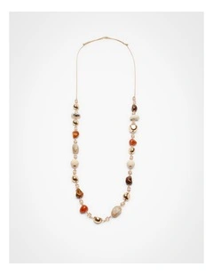 Natural Beaded Crystal Necklace in Smoky Quartz