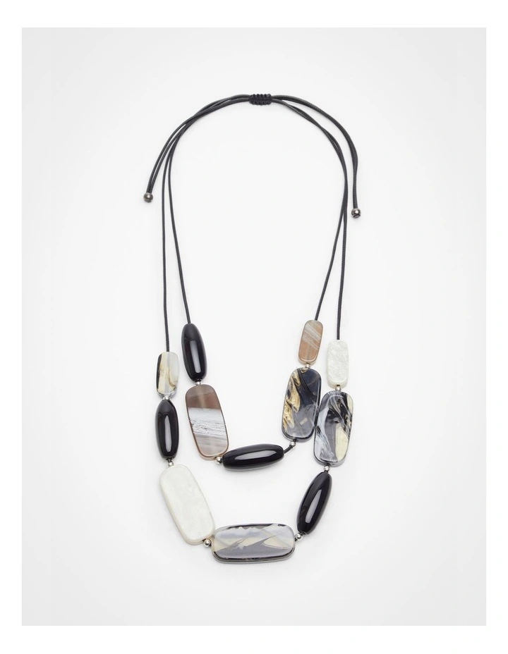 Monochrome Layered Necklace in Black and White image 1