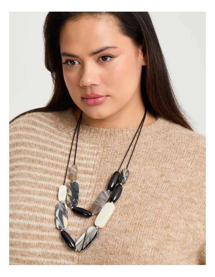 Monochrome Layered Necklace in Black and White image 2