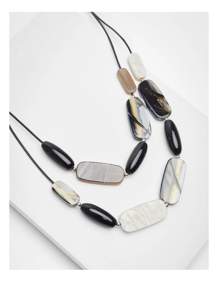 Monochrome Layered Necklace in Black and White image 3