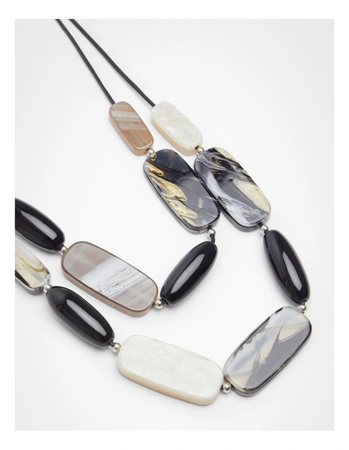 Monochrome Layered Necklace in Black and White image 4