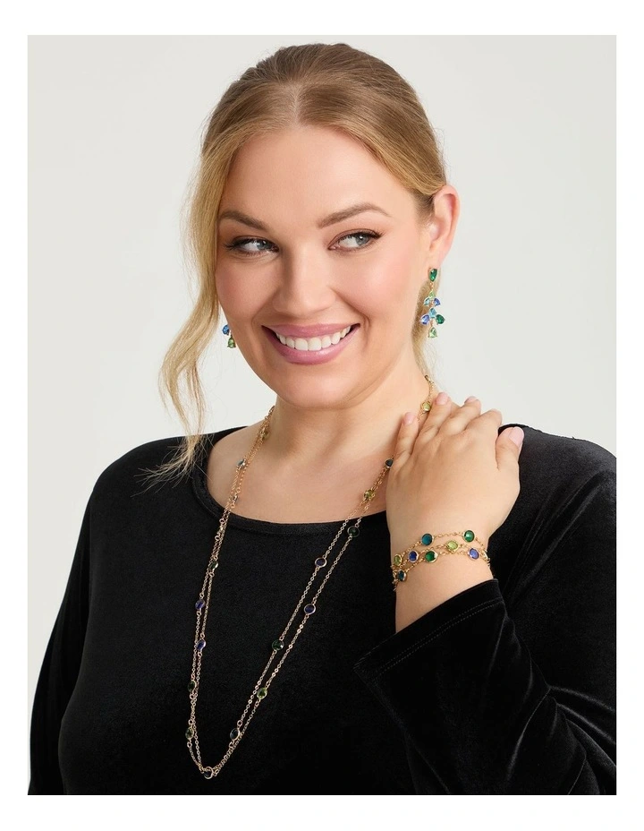 Pretty Jewel Long Necklace Green image 2
