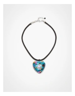 Resin Foil Heart Necklace Multi