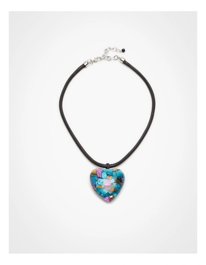 Resin Foil Heart Necklace Multi image 1