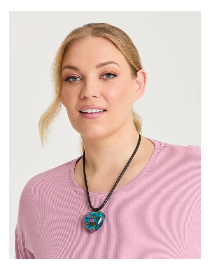 Resin Foil Heart Necklace Multi image 2