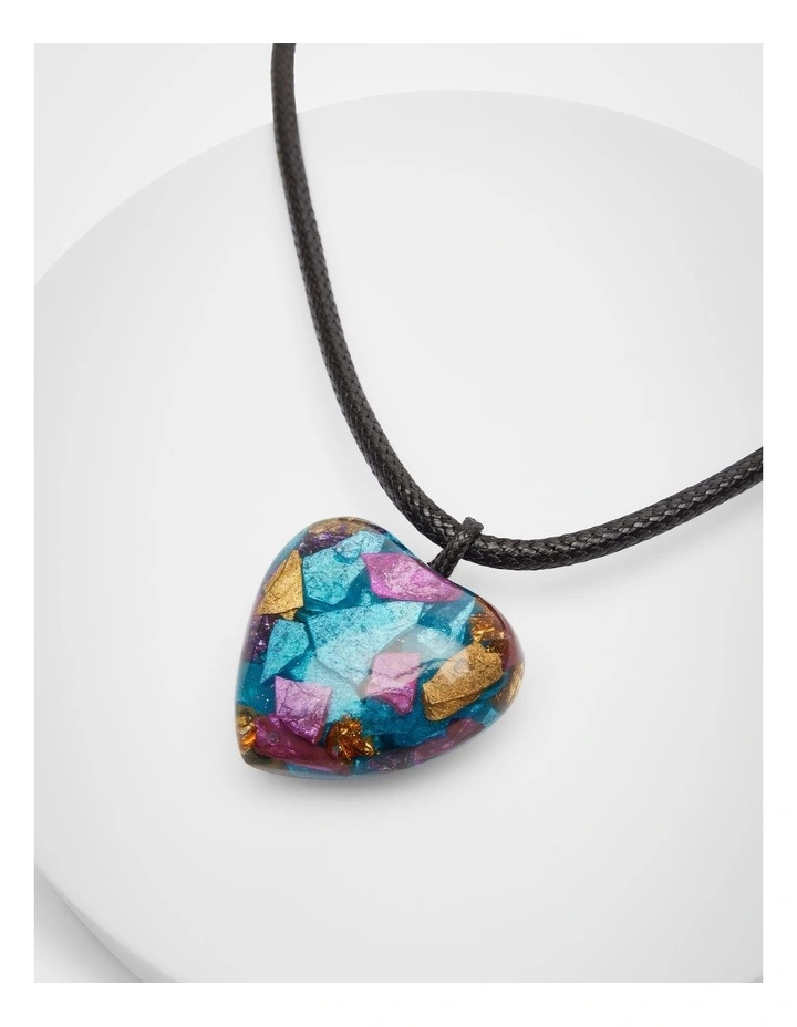 Resin Foil Heart Necklace Multi image 3