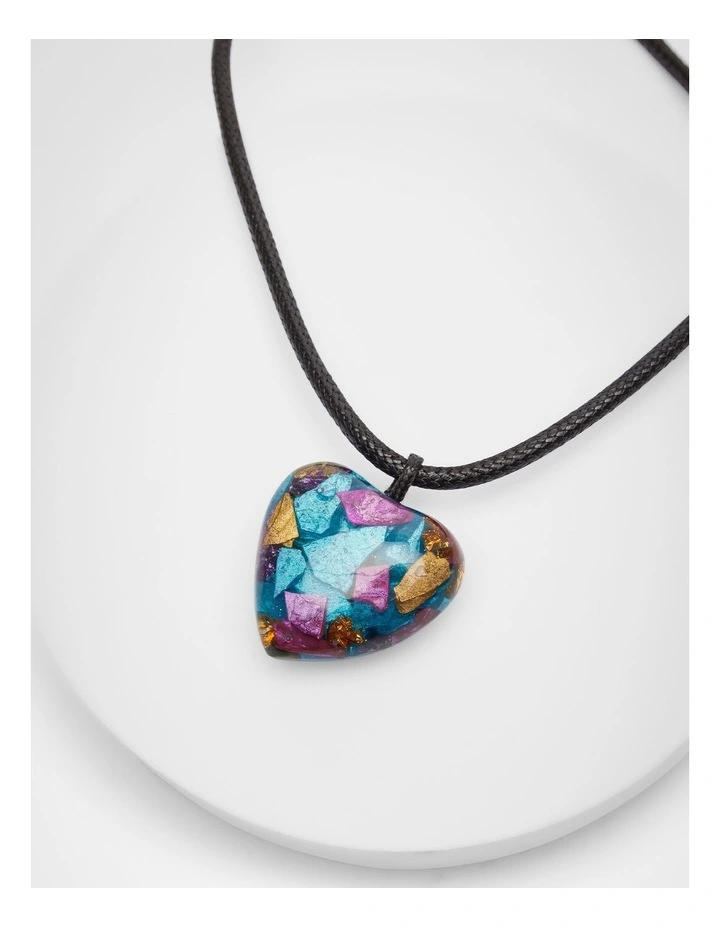 Resin Foil Heart Necklace Multi image 4