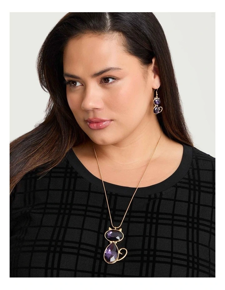 Crystal Cat Necklace Amethyst image 2