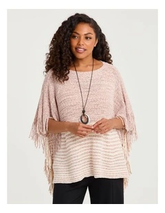 Chenille Poncho Blush