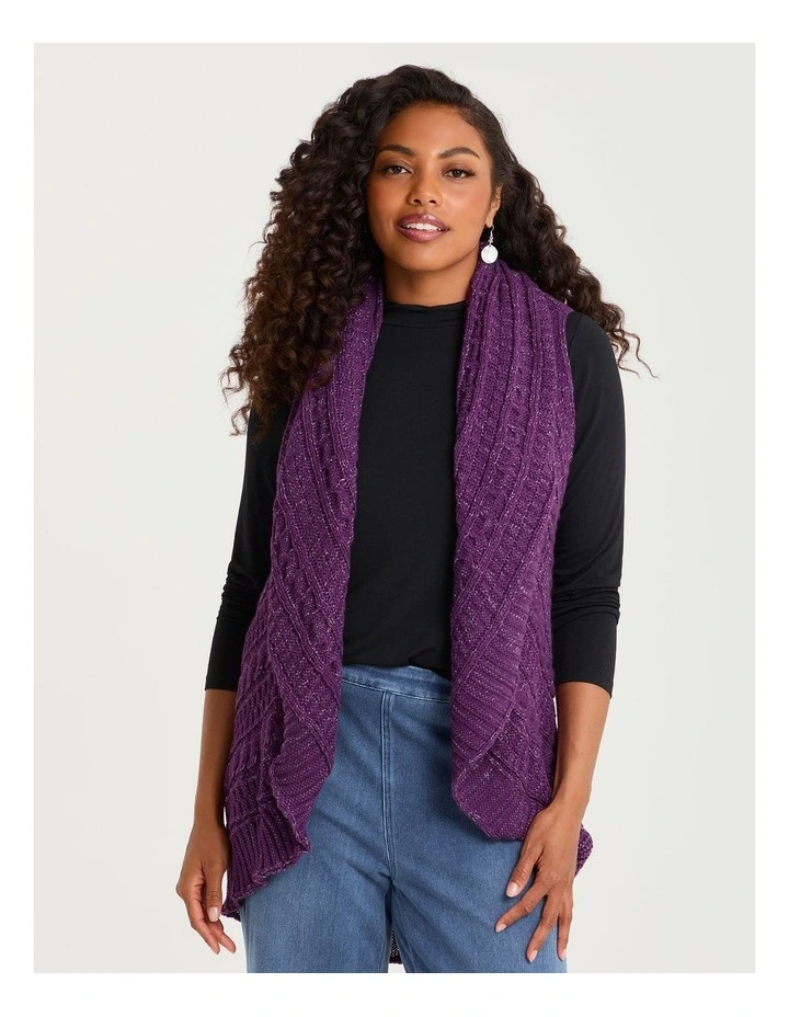 Lurex Thread Cascading Vest Purple image 1