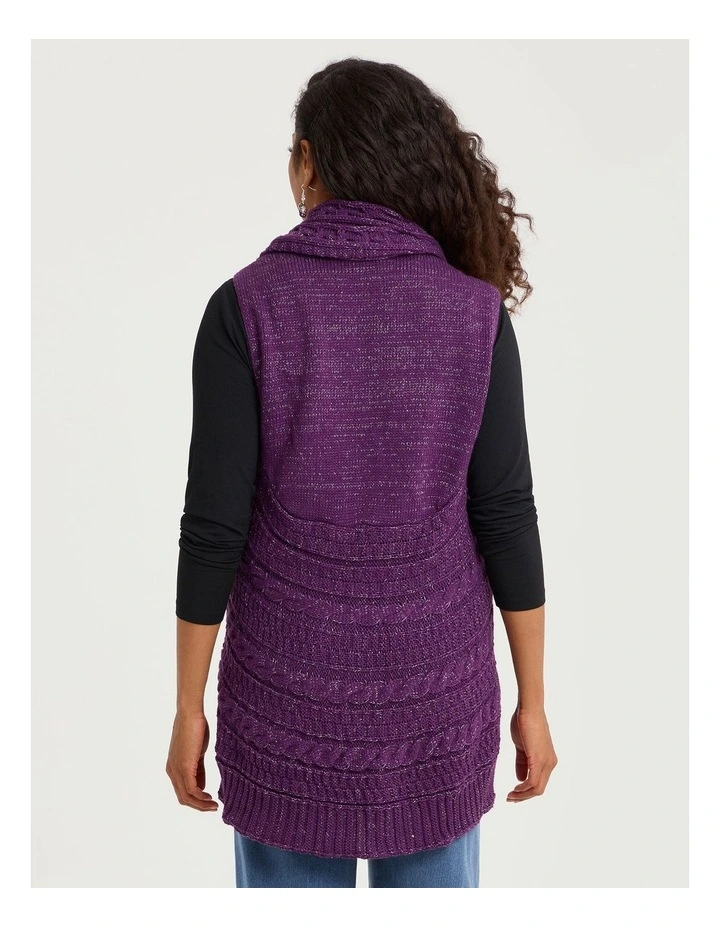Lurex Thread Cascading Vest Purple image 2
