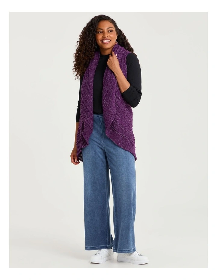 Lurex Thread Cascading Vest Purple image 3