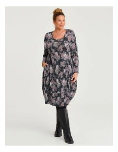 Long Sleeve Snug Dress Black/multi