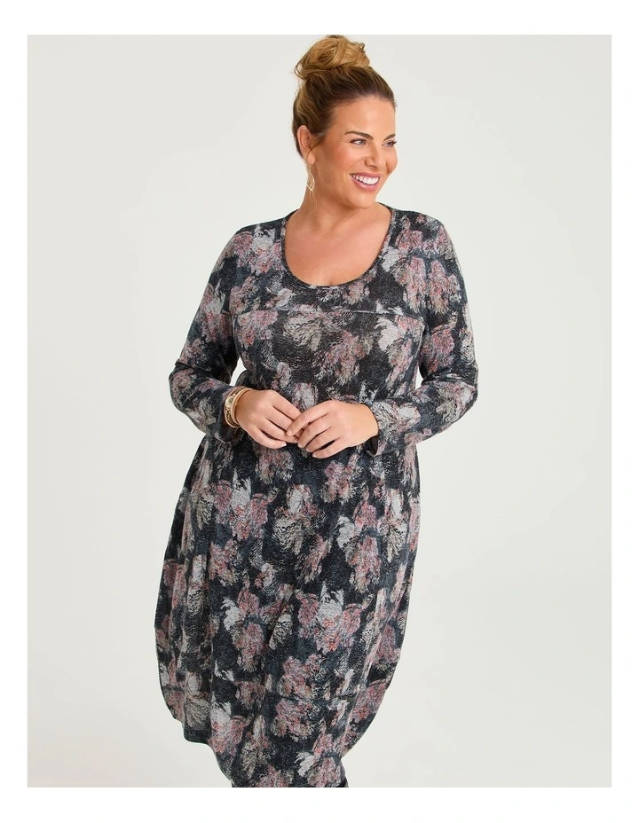 Long Sleeve Snug Dress Black/multi image 3