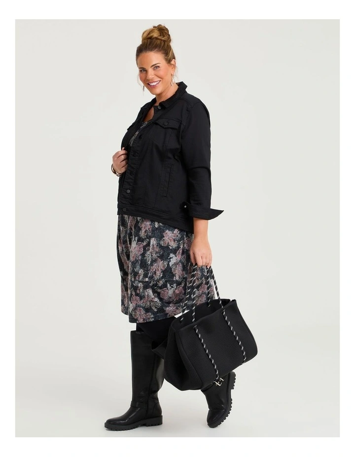 Long Sleeve Snug Dress Black/multi image 4