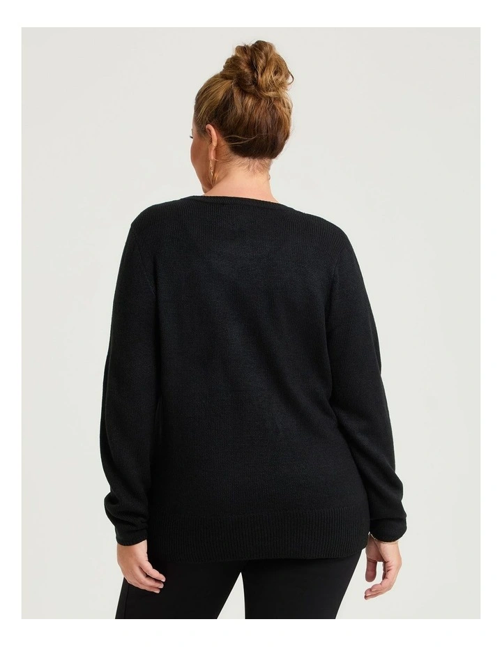Rib Detail Jumper Black image 2