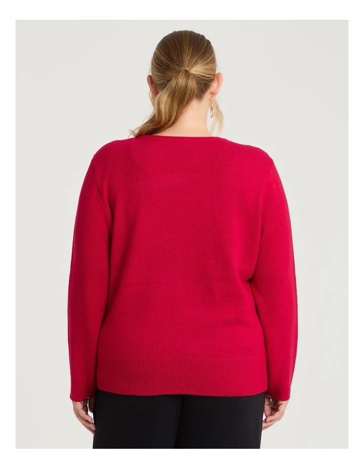 Rib Detail Jumper Ribbon Red image 2
