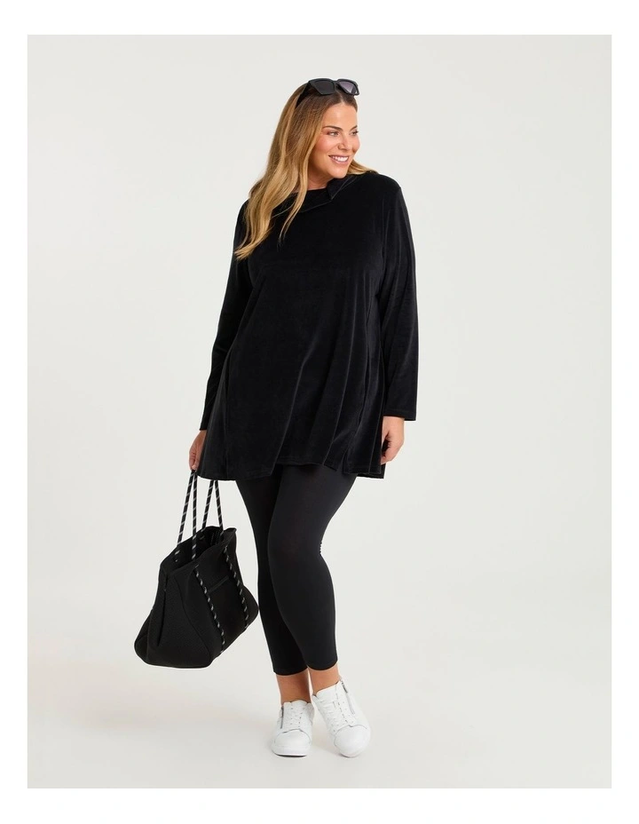 Velour Cowl Neck Tunic Black image 3