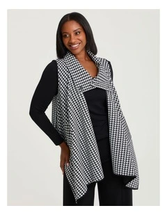 Check Ponte Drape Vest in Black/White Check