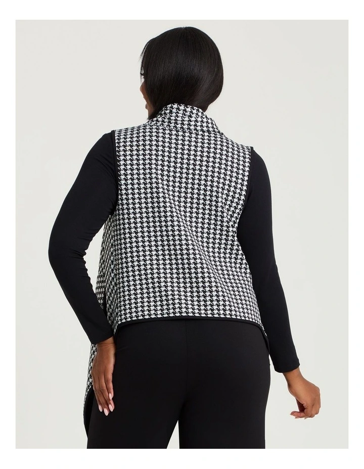 Check Ponte Drape Vest in Black/White Check image 2
