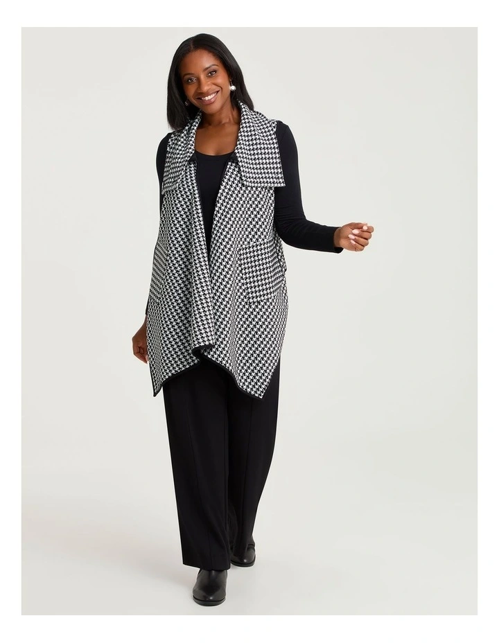 Check Ponte Drape Vest in Black/White Check image 5