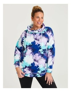 Printed Draw Collar Sweat Purple Print