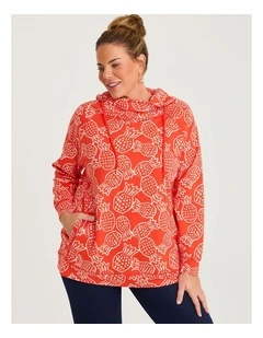 Printed Draw Collar Sweat Pineapple