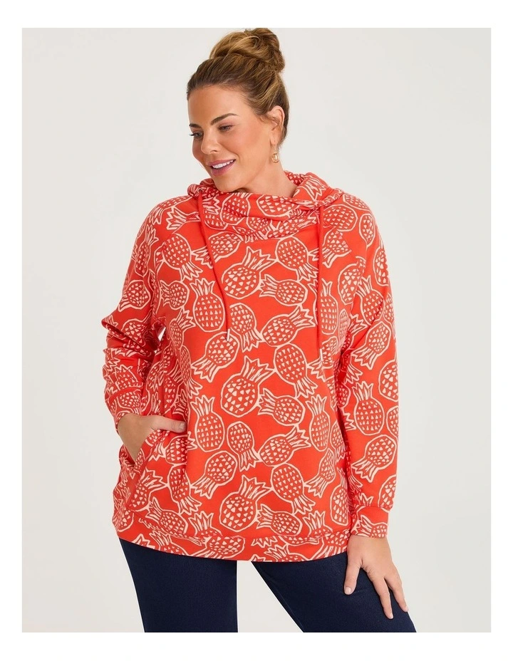Printed Draw Collar Sweat Pineapple image 1