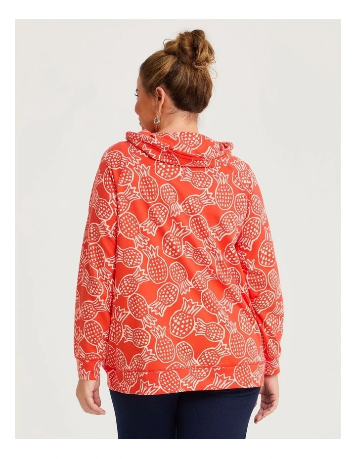 Printed Draw Collar Sweat Pineapple image 2