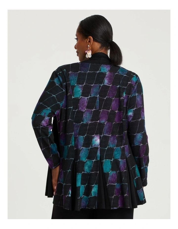 Spliced Burnout Cardigan Black Square Print image 2