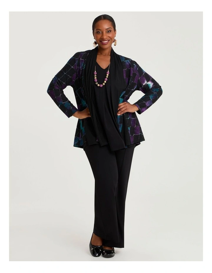 Spliced Burnout Cardigan Black Square Print image 4