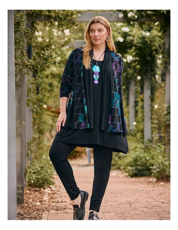 Spliced Burnout Cardigan Black Square Print image 5