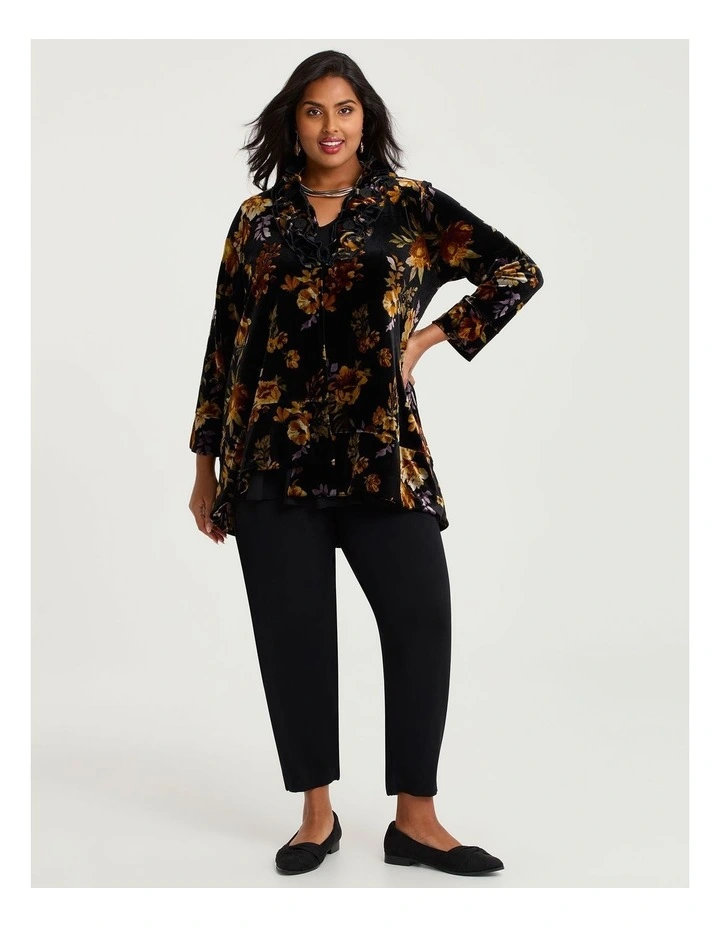 Midnight Rose Velour Cardigan in Black Floral Print image 4