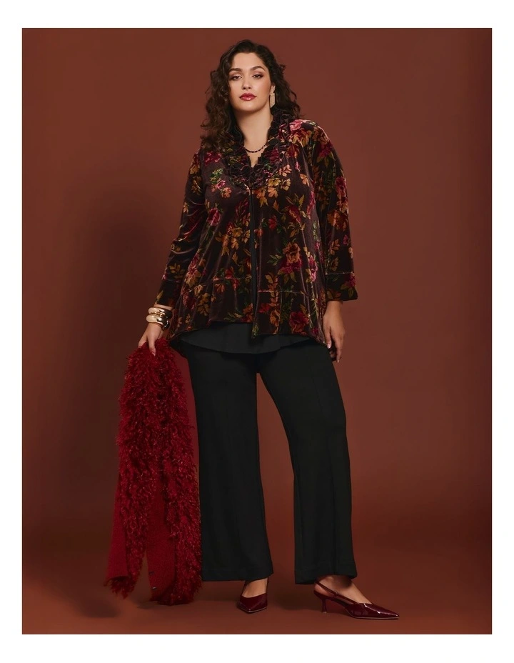 Midnight Rose Velour Cardigan in Berry Floral Print image 5