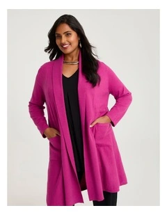 Longline Natural Cardigan Deep Pink