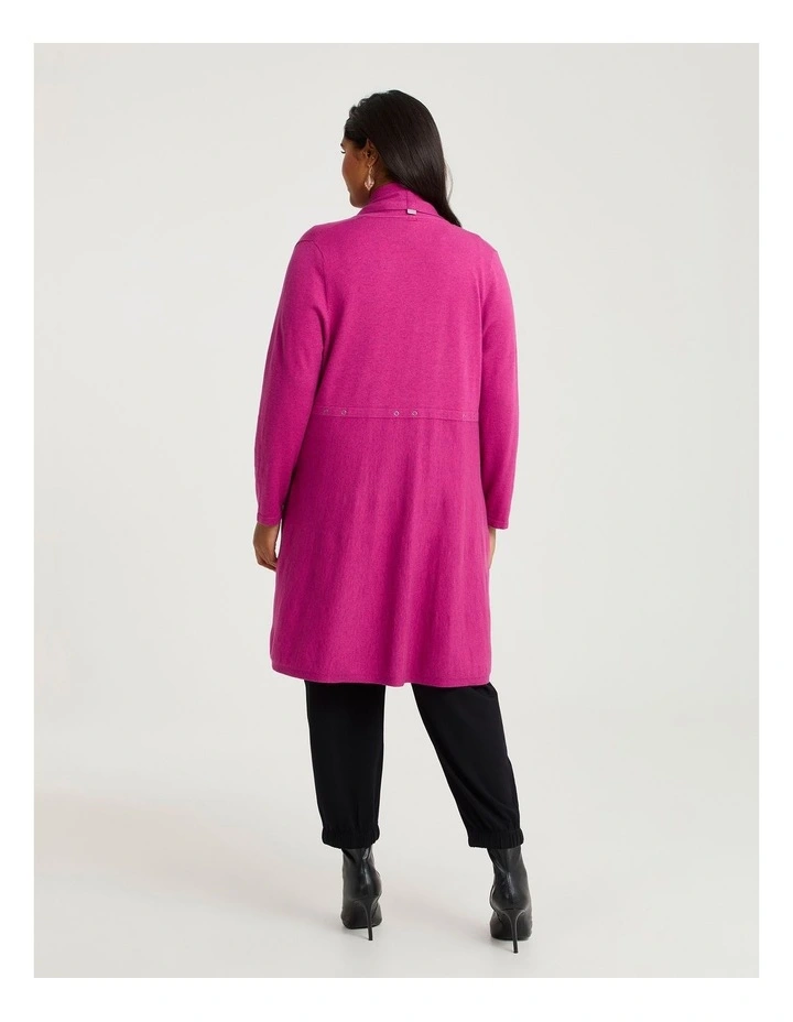 Longline Natural Cardigan Deep Pink image 2