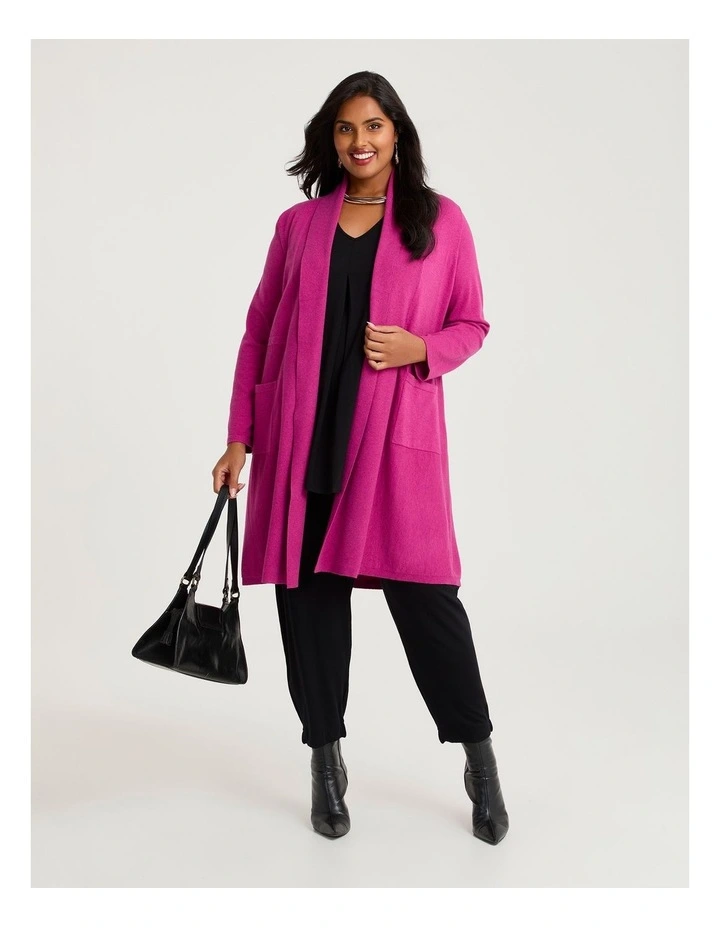 Longline Natural Cardigan Deep Pink image 3